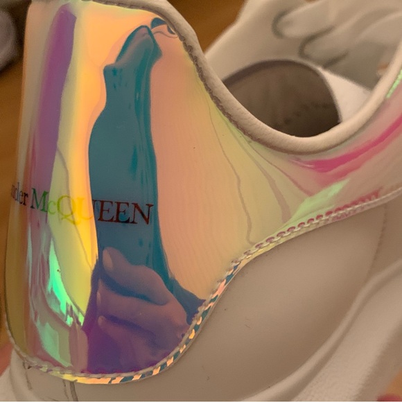 Alexander Mcqueen Oversized Platform Sneakers Leather Wht Iridescent Womens Sz11 - Picture 15 of 15